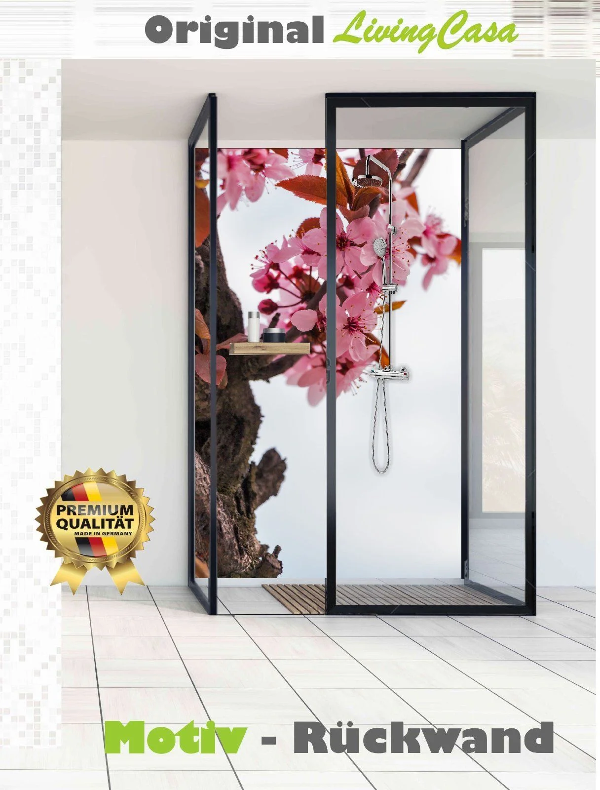 Made-to-measure shower back wall
