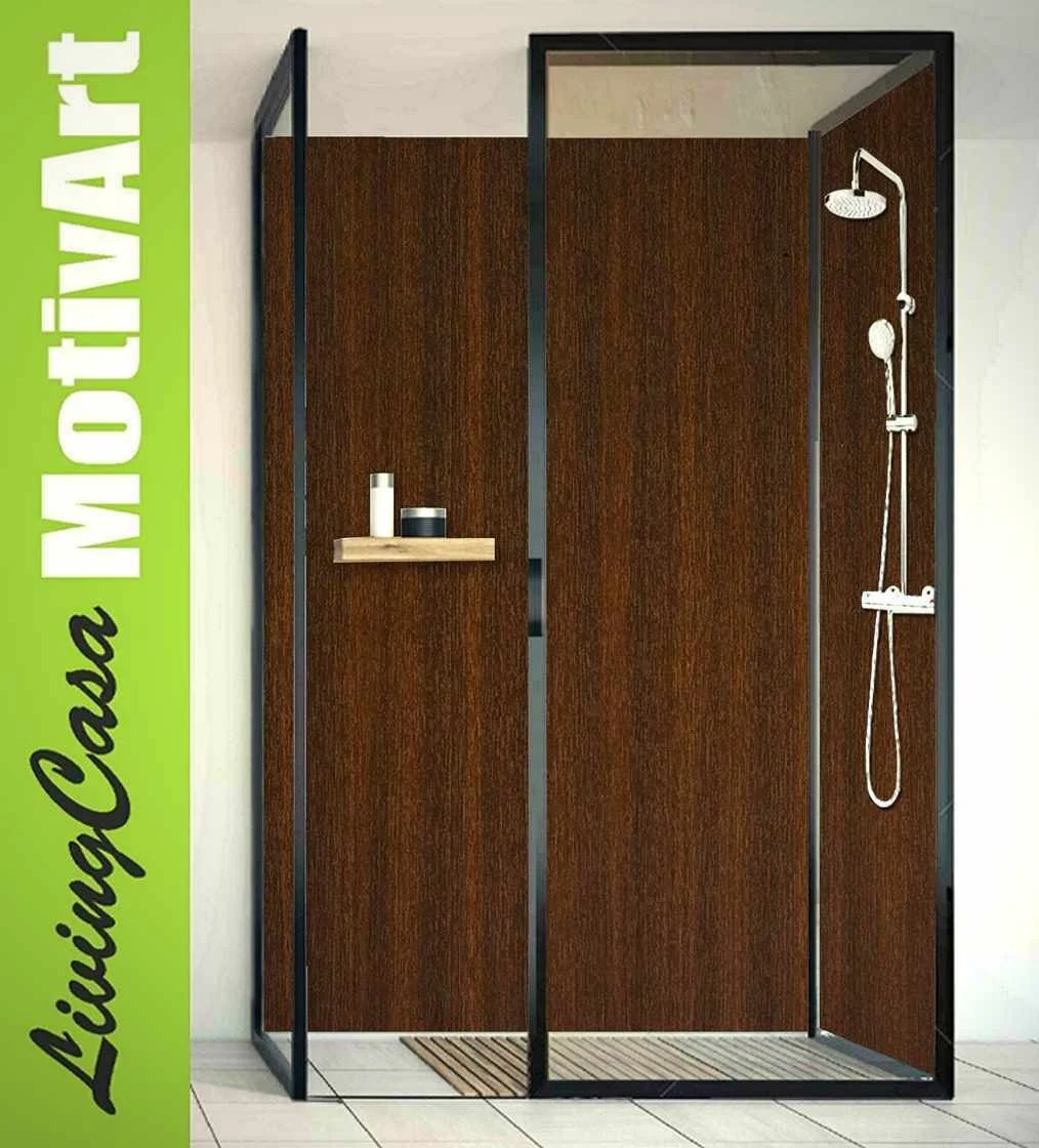 schöne Duschrückwand Holzmotiv Nussbaum